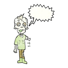 speech bubble textured cartoon zombie