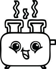 line drawing cartoon of a toaster