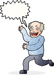cartoon evil old man with speech bubble