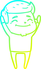 cold gradient line drawing happy cartoon man