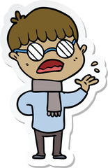 sticker of a cartoon boy wearing spectacles