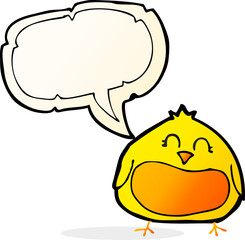 cartoon fat bird with speech bubble