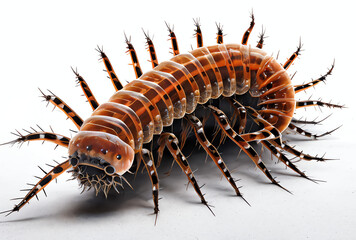 centipede isolated on white, isolated, generative ai