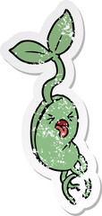distressed sticker of a cartoon sprouting seedling