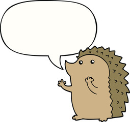 cartoon hedgehog and speech bubble