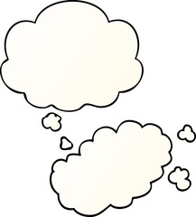 cartoon puff of smoke and thought bubble in smooth gradient style