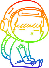 rainbow gradient line drawing cartoon curious astronaut