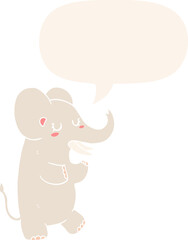 cartoon elephant and speech bubble in retro style