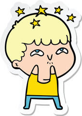 sticker of a cartoon amazed boy