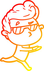 warm gradient line drawing cartoon cool guy