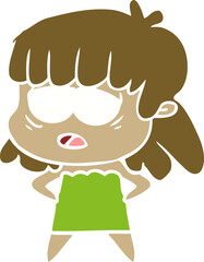 flat color style cartoon tired woman