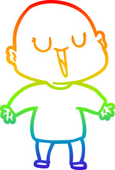 rainbow gradient line drawing happy cartoon bald man