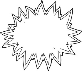 black and white cartoon explosion sign