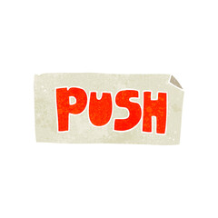 retro cartoon push door sign