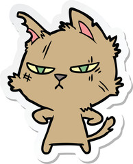 sticker of a tough cartoon cat