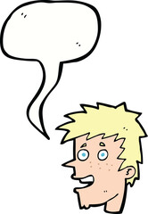 cartoon happy boy face with speech bubble