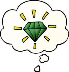 cartoon tattoo diamond and thought bubble in smooth gradient style