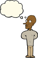 cartoon evil bald man with thought bubble