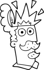 black and white cartoon man with exploding head
