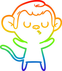rainbow gradient line drawing cartoon monkey