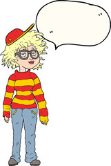 speech bubble cartoon geeky girl