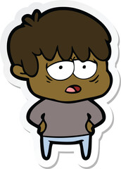 Obraz premium sticker of a cartoon exhausted boy