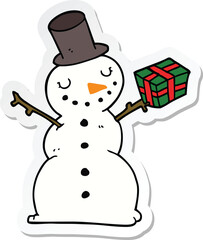 sticker of a cartoon snowman
