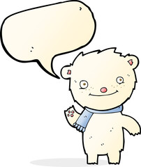 cartoon cute polar bear with speech bubble