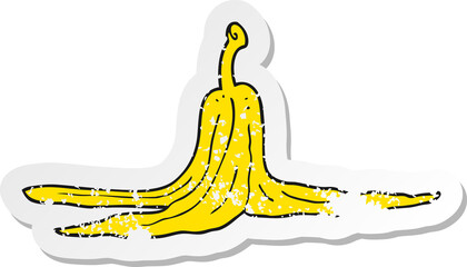 retro distressed sticker of a cartoon banana peel