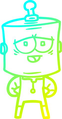 cold gradient line drawing cartoon robot