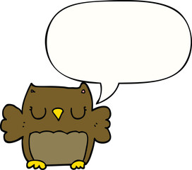 cute cartoon owl and speech bubble