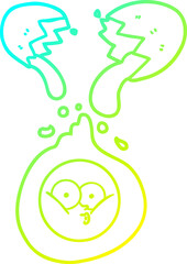 cold gradient line drawing cartoon cracked egg