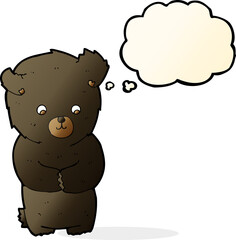 cute cartoon black bear with thought bubble