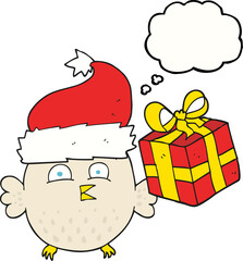 thought bubble cartoon  christmas owl