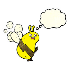 funny cartoon bee with thought bubble