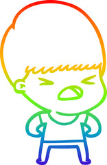 rainbow gradient line drawing cartoon stressed man