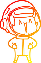 warm gradient line drawing happy cartoon astronaut