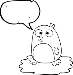 speech bubble cartoon penguin on ice