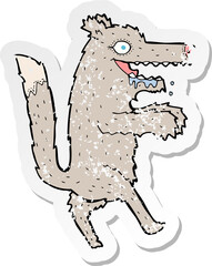 retro distressed sticker of a cartoon big bad wolf