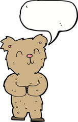 cartoon happy little bear with speech bubble