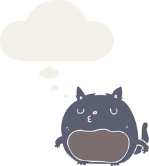 cartoon cat and thought bubble in retro style