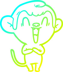cold gradient line drawing cartoon laughing monkey