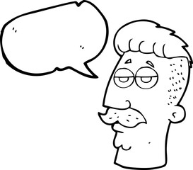 speech bubble cartoon man with hipster hair cut