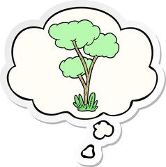 cartoon tree and thought bubble as a printed sticker