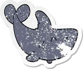 distressed sticker of a cartoon shark