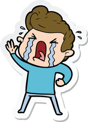 sticker of a cartoon crying man