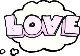 thought bubble cartoon word love
