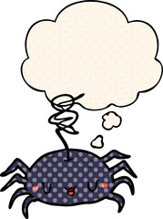 cartoon spider and thought bubble in comic book style