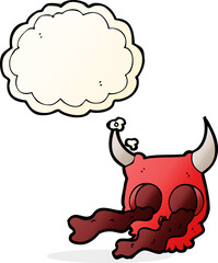 cartoon halloween skull with thought bubble