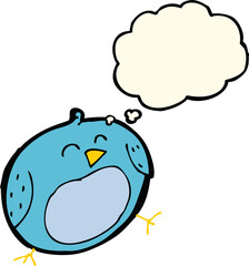 cartoon bird with thought bubble